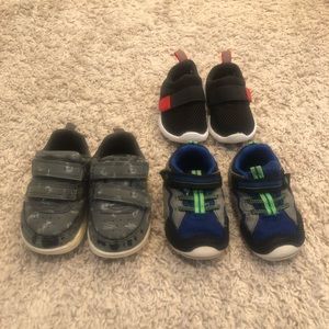 3 pairs of toddler boys shoes, sizes 4.5W, 4.5 and 5